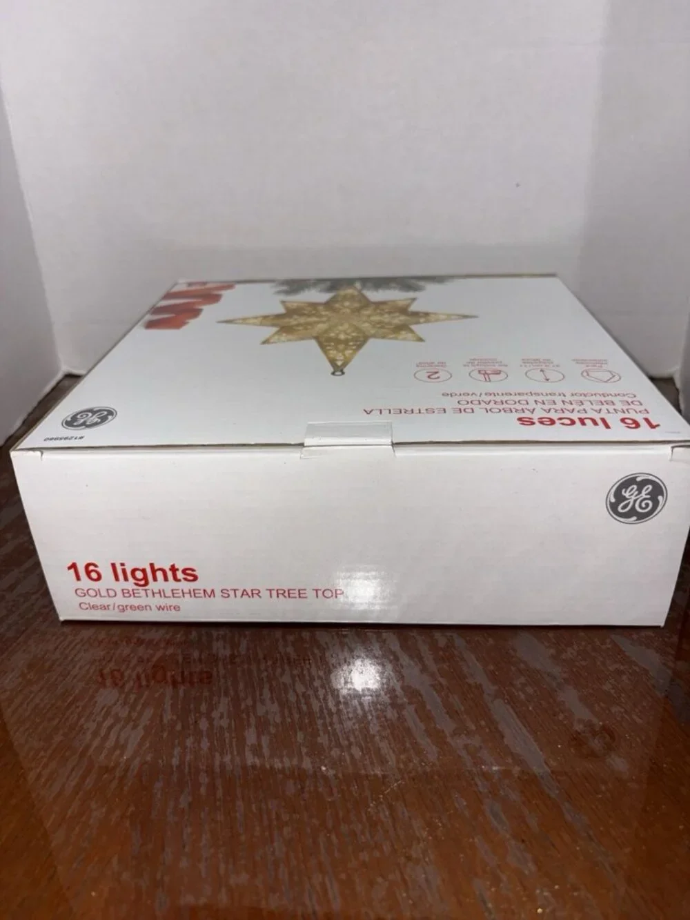 GE Silver Bethlehem Star Tree Topper with 16 Clear Lights Christmas Holiday